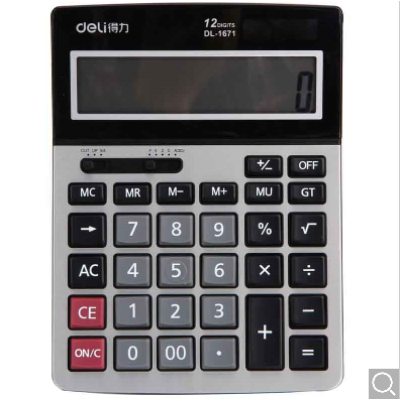 得力(deli)1671A 塑膠按鍵太陽能雙電源桌面計(jì)算器 12位 單個(gè)