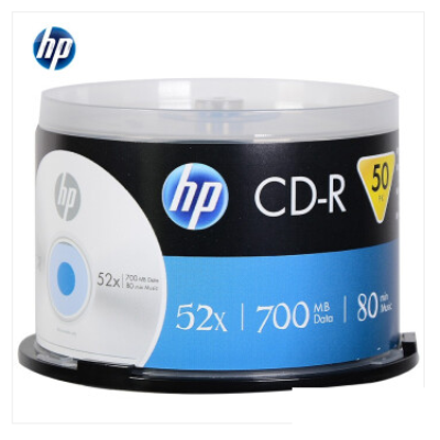 惠普(HP) CD-R 光盤/刻錄盤 空白光盤 52速700MB 桶裝50片