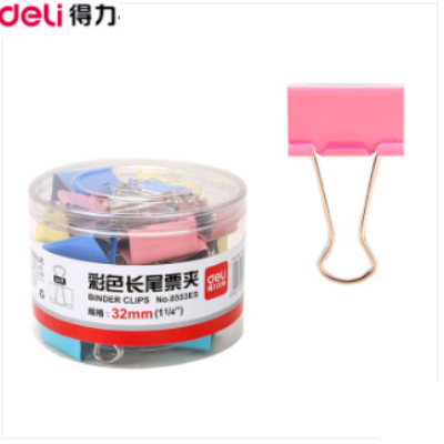得力(deli)24只32mm彩色長(zhǎng)尾夾票夾 3#金屬燕尾夾票據(jù)夾子 辦公用品 8553ES 得力(deli)彩色長(zhǎng)尾8553ES