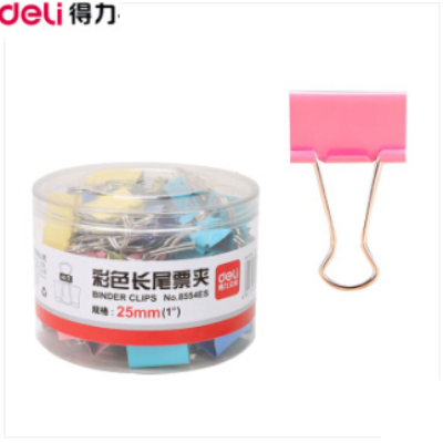得力(deli) 8554ES 長(zhǎng)尾夾 25mm彩色長(zhǎng)尾夾票夾金屬燕尾夾票據(jù)夾子
