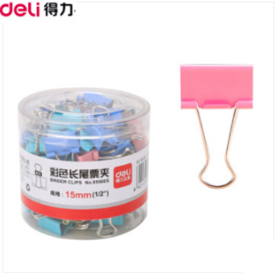 得力(deli)60只15mm彩色長(zhǎng)尾夾票夾 6#金屬燕尾夾票據(jù)夾子 辦公用品 8556ES 得力(deli)彩色長(zhǎng)尾8556ES