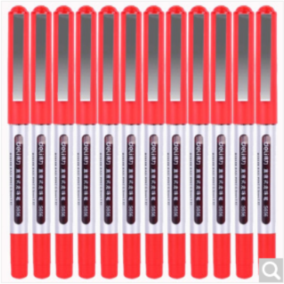 得力(deli)直液式走珠筆考試辦公中性筆簽字筆水筆12支裝 0.5mm 子彈頭紅色12支裝 得力直液式走珠筆S656