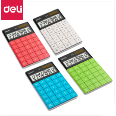 得力(deli)雙電源時(shí)尚計(jì)算器 輕薄機(jī)身平板按鍵桌面計(jì)算機(jī)辦公用品 得力(deli)計(jì)算器1589P