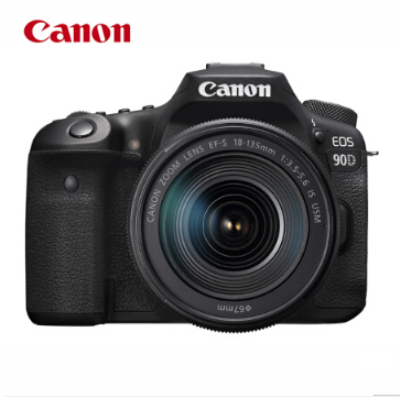 佳能(Canon)單反相機(jī) EOS90D+EF-S18-135mm USM 鏡頭(套包配件含通用支架/包/64高速SD卡/遮光罩/UV鏡/470EX-AI閃光燈/清潔套裝)佳能 EOS90D